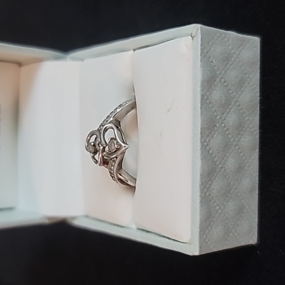 925 Sterling Silver 2 Heart Ring Size 6.5-7 - Picture 7 of 10